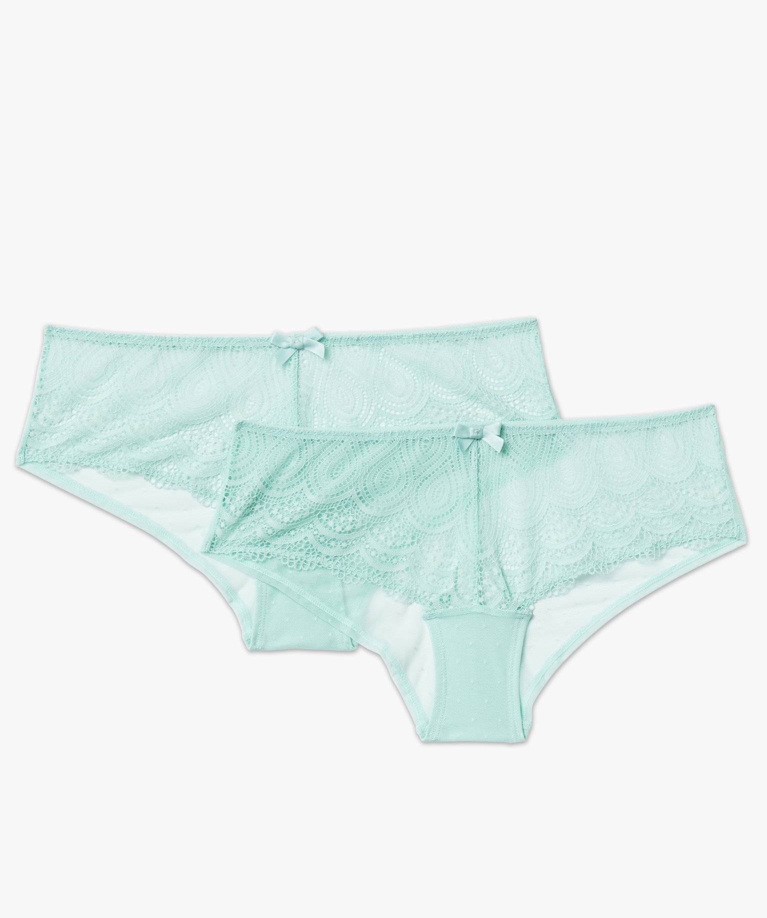 Shorty en dentelle et tulle femme (lot de 2) bleu | GEMO