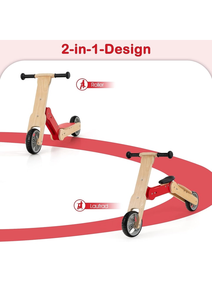 COSTWAY 2 in 1 Laufrad Roller in Rot günstig kaufen 97 cm
