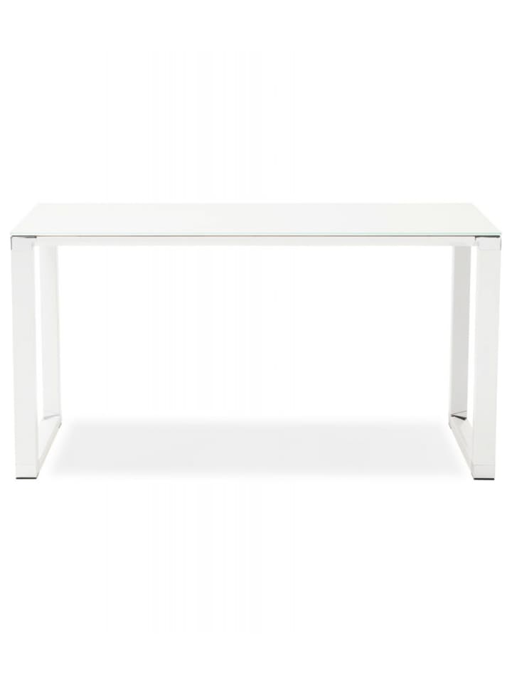 KADIMA DESIGN Gerader Designer Schreibtisch Metall Glas | Minimalistisch in Weiß günstig kaufen