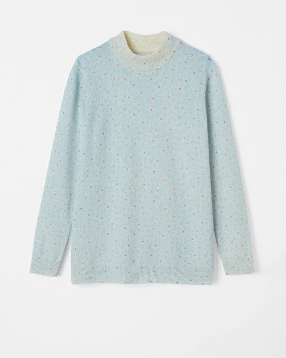 Pull imprimé fleuri laine majoritaire