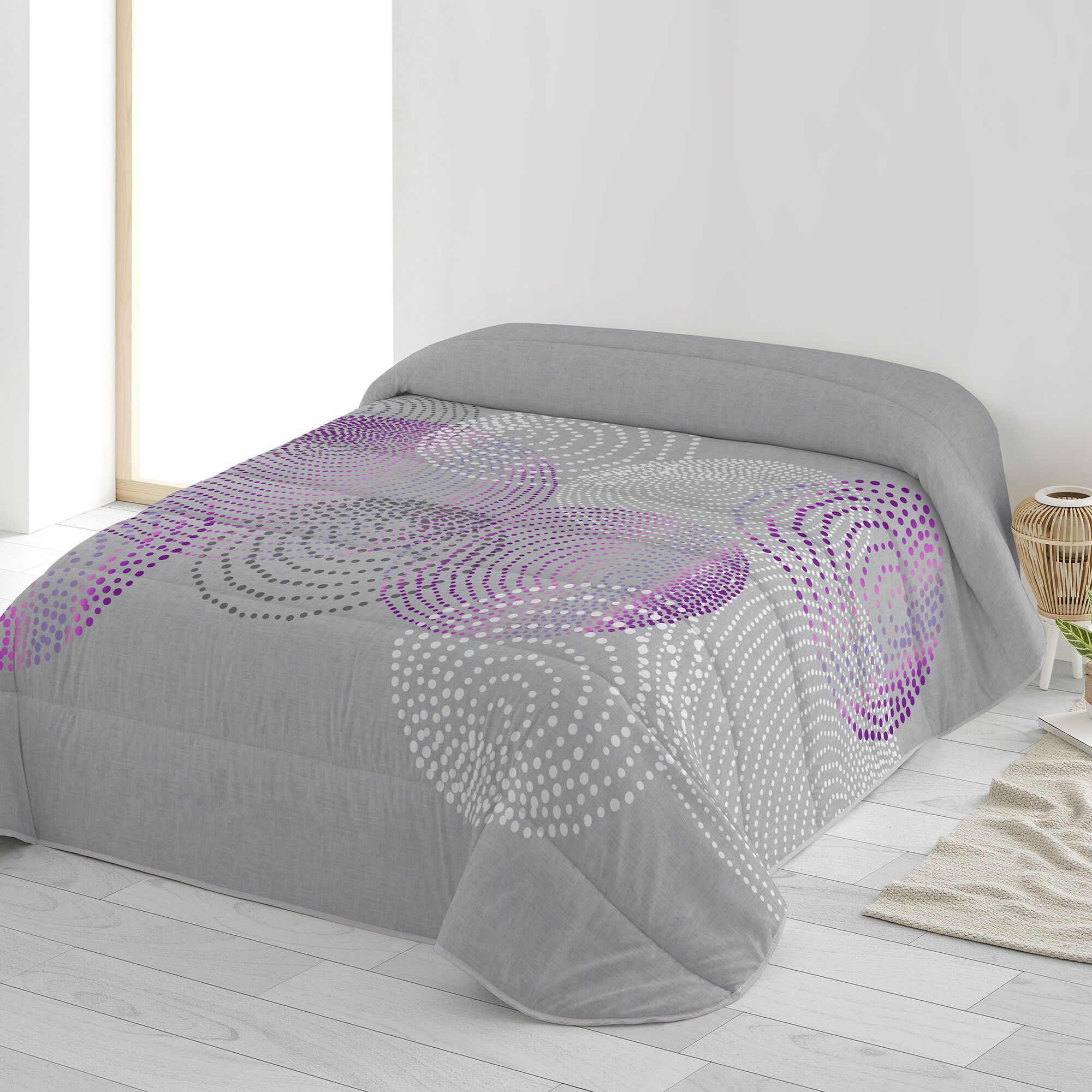 Couette microfibre imprimée cercles graphiques 200 g/m²