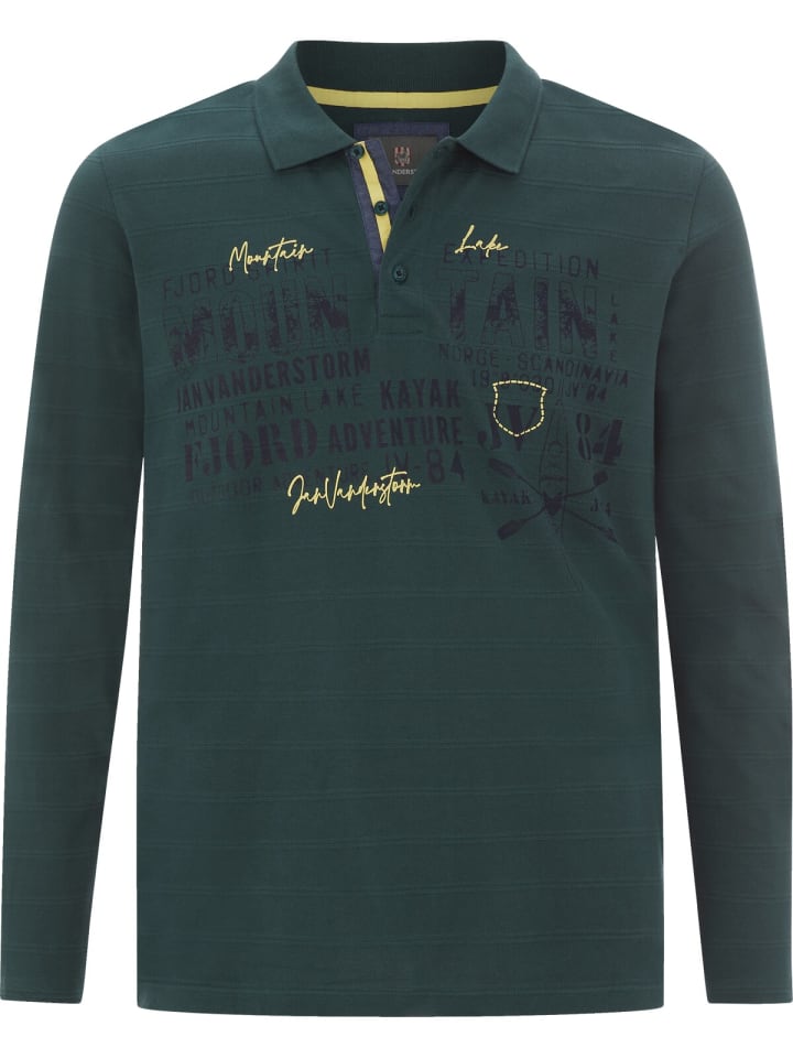 Jan Vanderstorm Langarm-Poloshirt MAKSE in dunkelgrün günstig kaufen