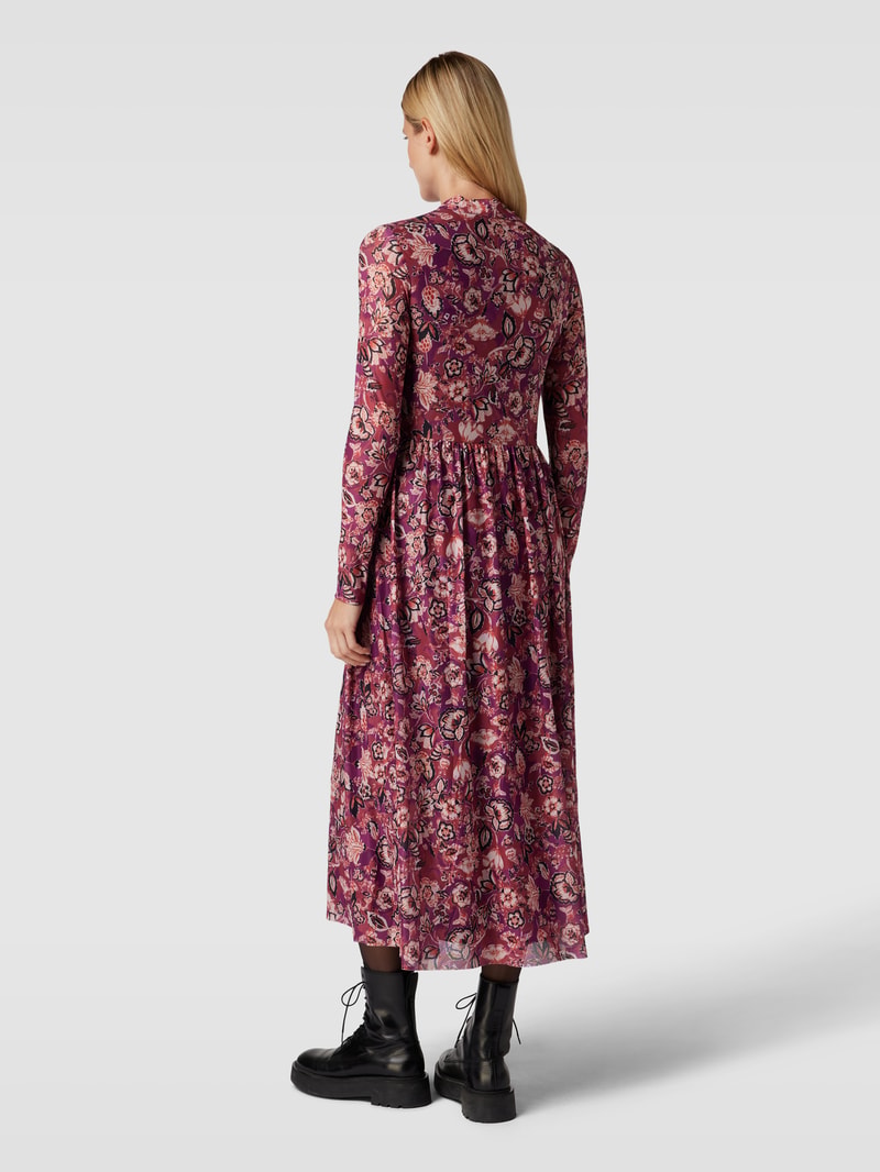 Midikleid mit floralem Muster und Schluppe in purple