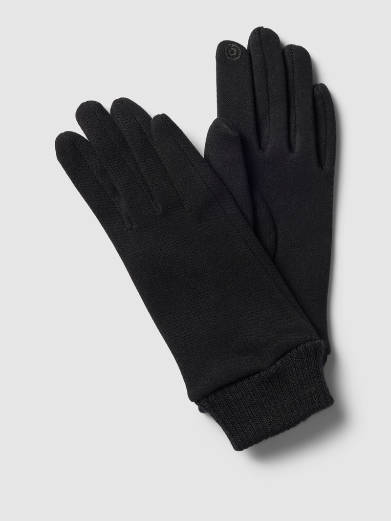 Handschuhe mit gerippten Abschlüssen in schwarz