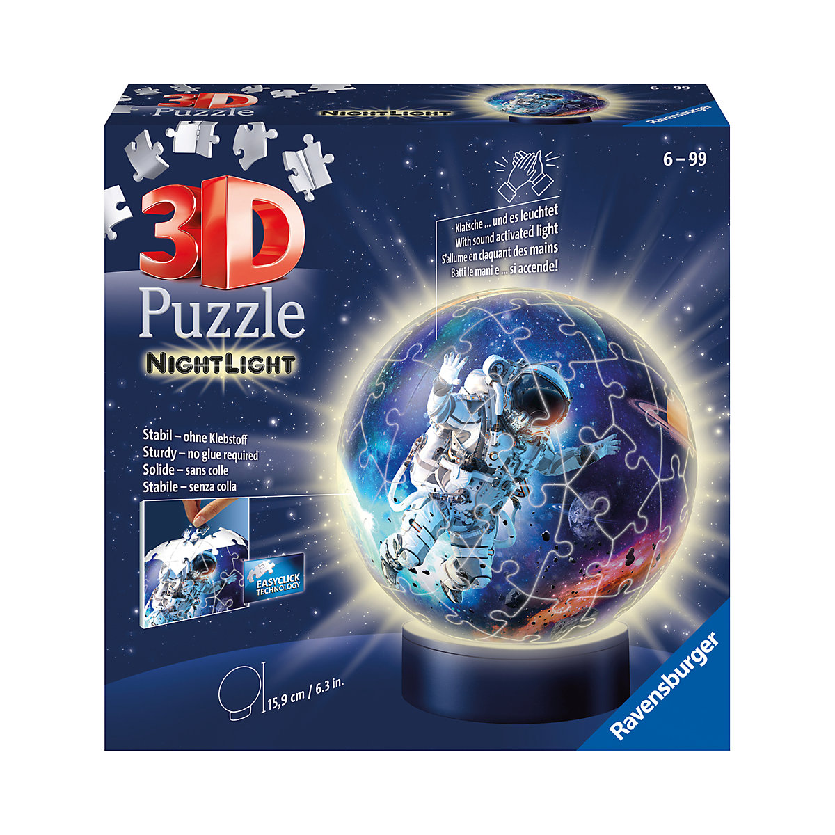 3D-Puzzle-Ball Nachtlicht - Astronauten im Weltall, 72 Teile