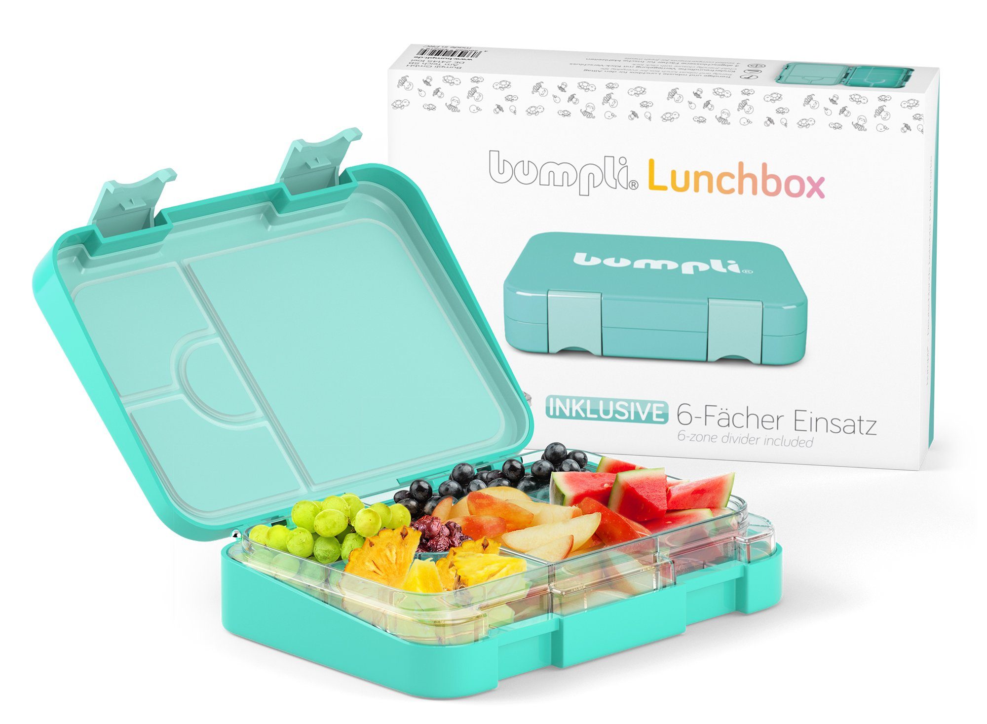 bumpli® Lunchbox Kinder Brotdose (6 Fächer) Brotbüchse, Vesperdose, Tritan, Auslaufsicher & BPA-frei- Kinderfreundliche Verriegelung