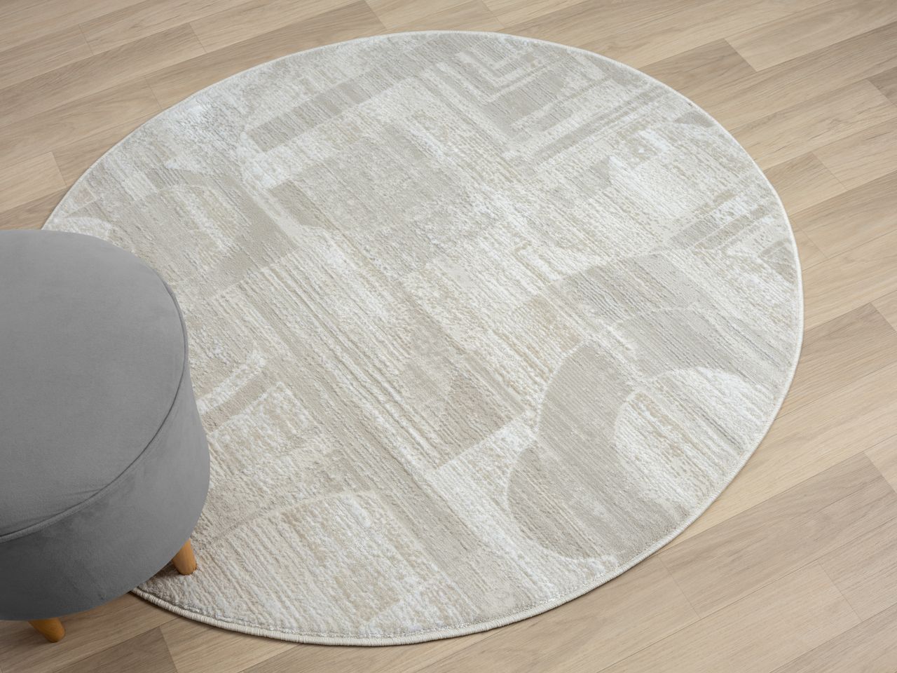 MyFlair Teppich Violet, 120cm x 120cm, Farbe Beige, rund, Florhöhe 10mm