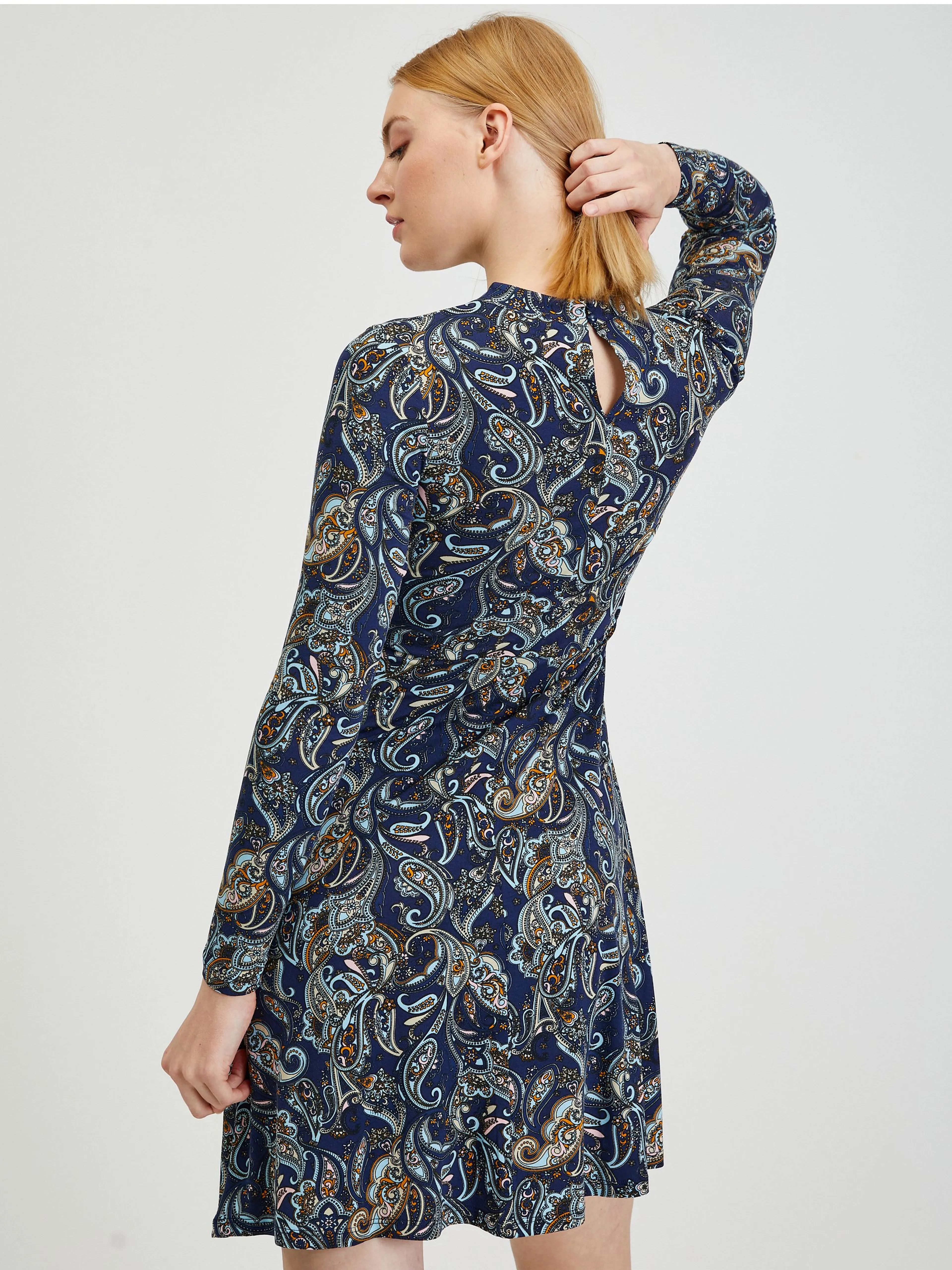 Dunkelblaues gemustertes Damenkleid ORSAY
