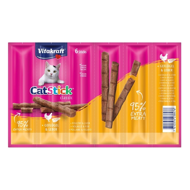 Vitakraft Snacks Vitakraft Cat-Stick 10x6 Stück Geflügel & Leber