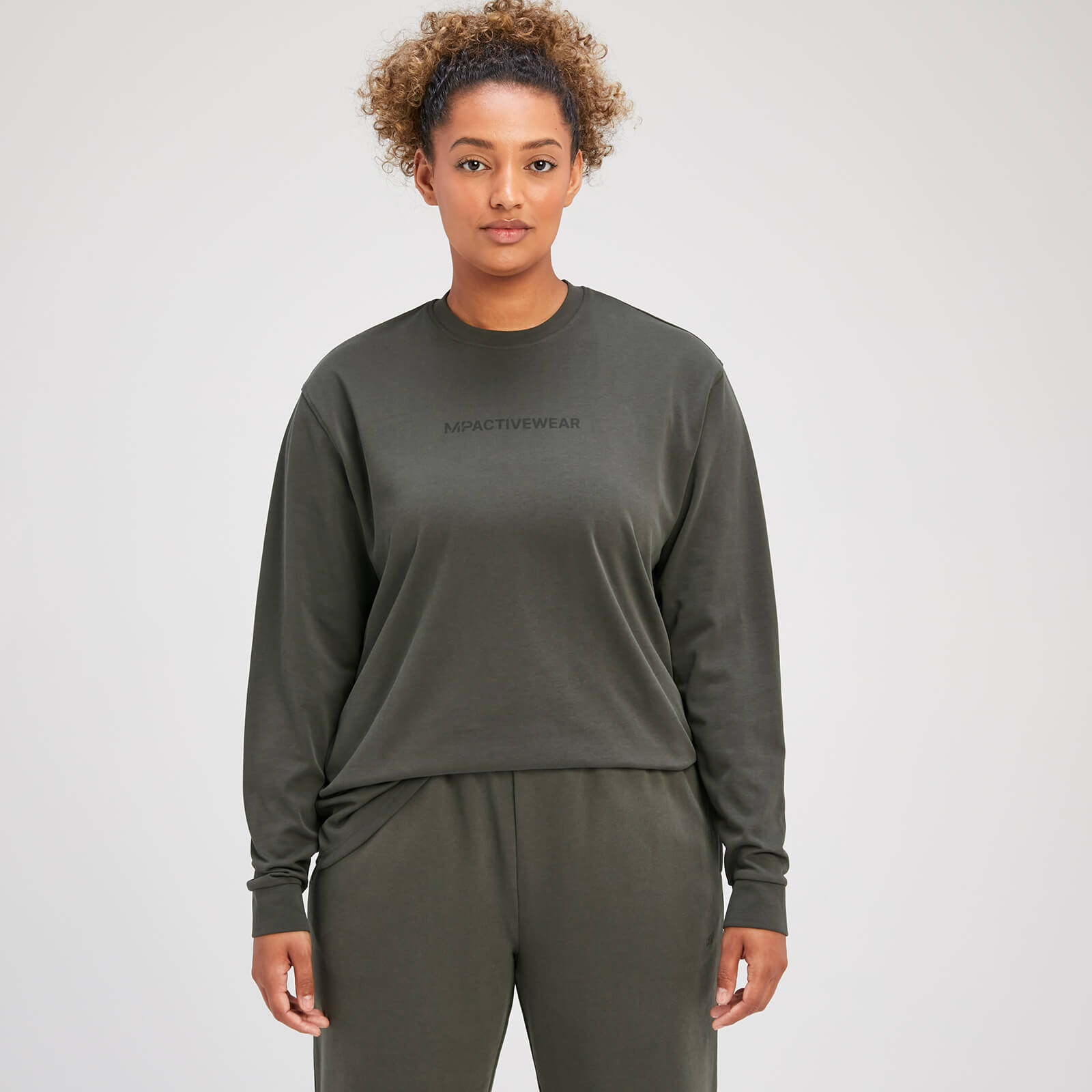 T-shirt oversize à manches longues MP Rest Day pour femmes – Vert taupe