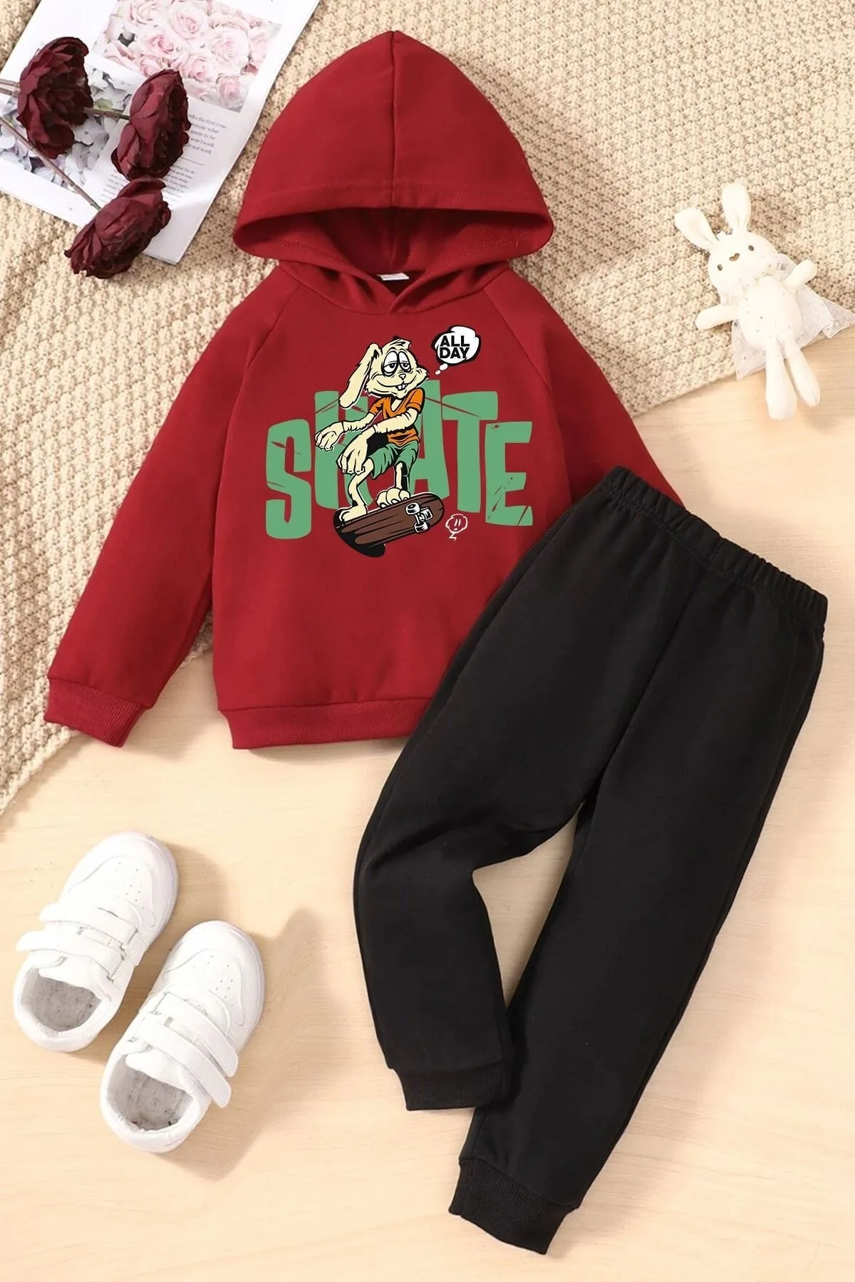 uyguntarz  Ganztags-Kaninchen-Trainingsanzug-Set für Kinder