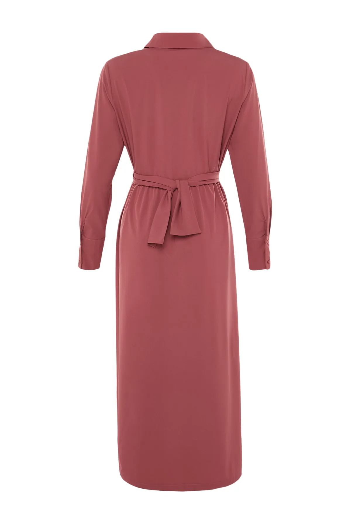 Trendyol Modest  Gewebtes Kleid aus Fallschirmstoff mit getrockneter Rose, Schnürung und detaillierter halber Knopfleiste TCTSS23EB00103