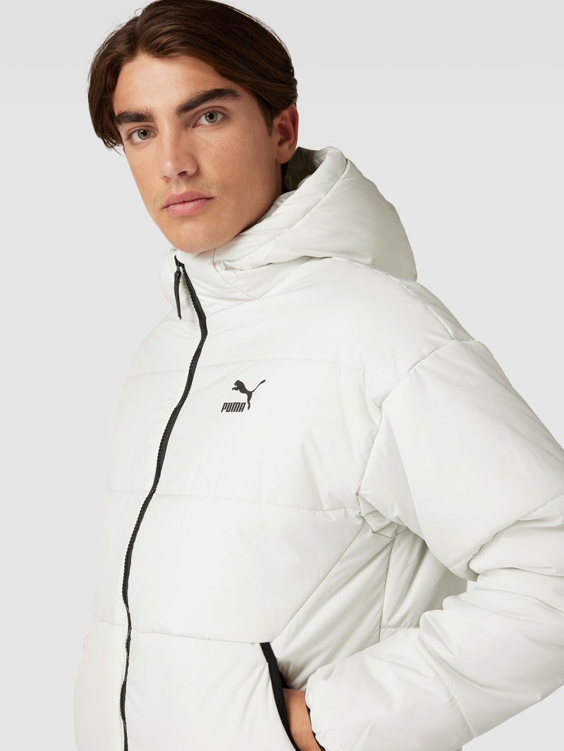 Steppjacke mit Label-Print Modell 'Classics' in offwhite