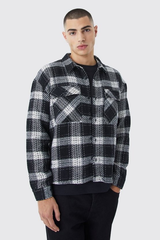 Langärmliges kastiges Overshirt mit Karomuster