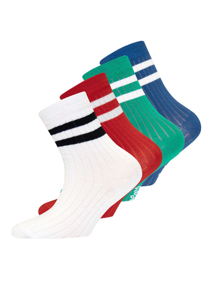 ewers 4er-Set Socken 4er Pack Rippe in rot-weiss-grün-blau günstig kaufen