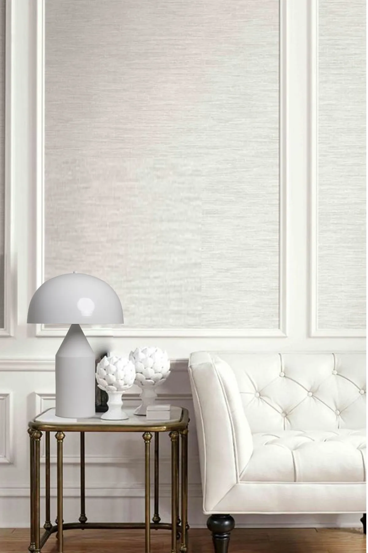 Bamyum  Lipeo Tischlampe Weiß 30cm, Pilzlampe Metalllampe