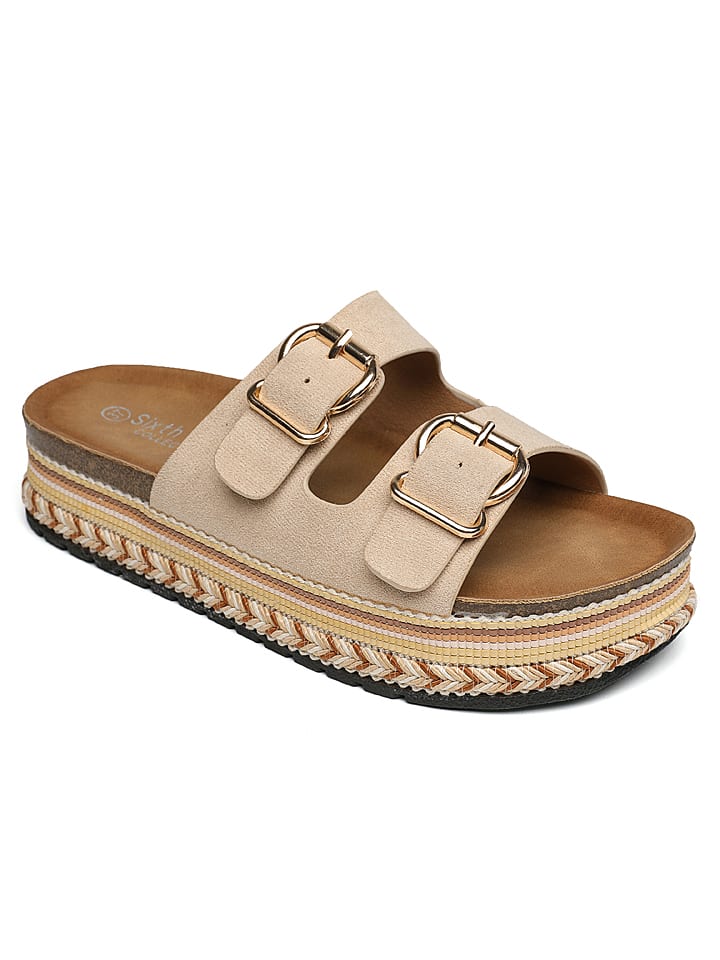 Sixth Sens Pantoletten in Beige günstig kaufen