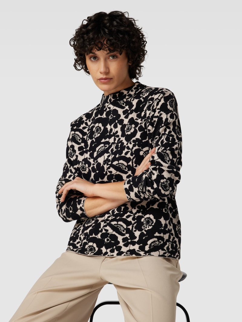 Strickpullover mit Allover-Muster in schwarz