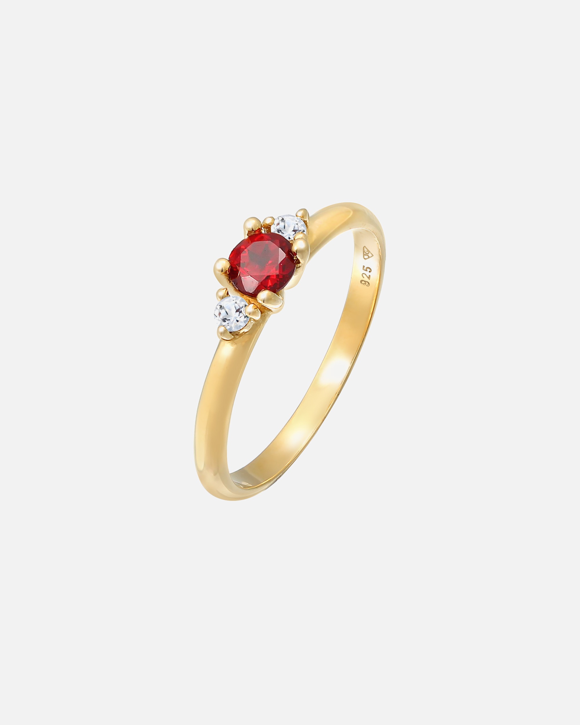 Elli PREMIUM Classic - Inel de damă cu granat și topaz, placat cu aur, din argint 925