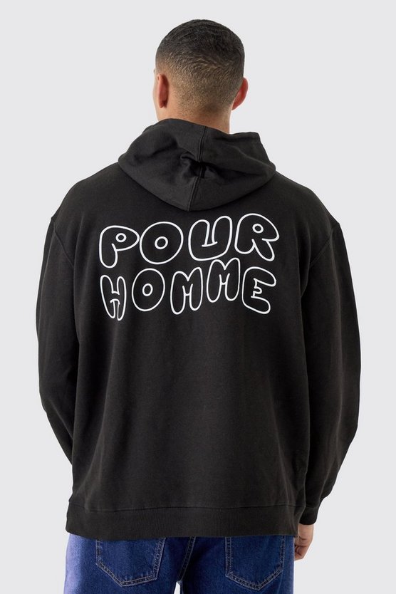 Oversize Hoodie mit Pour Homme Print
