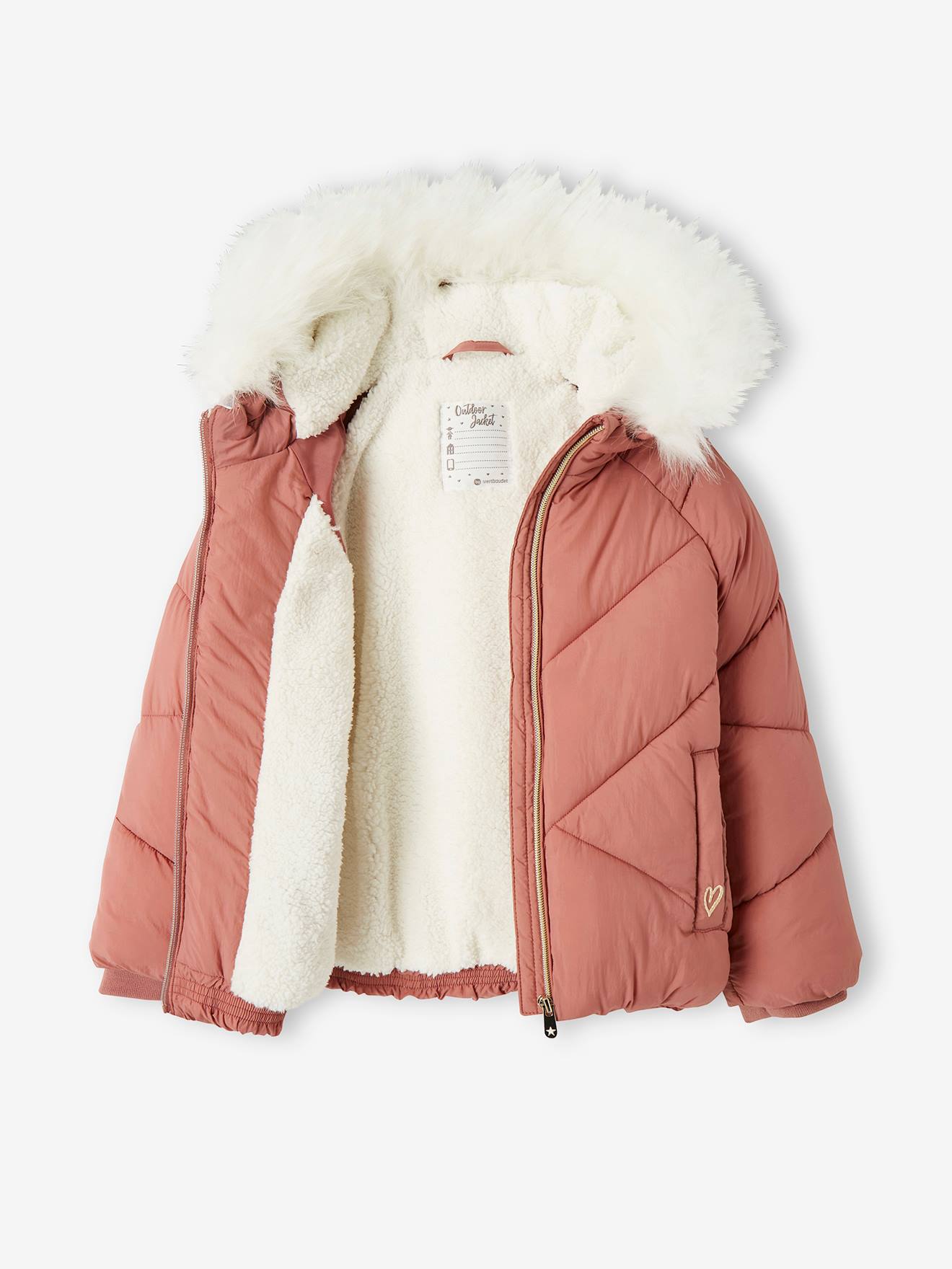 Vertbaudet Mädchen Steppjacke mit Kapuze & Recyclingmaterial - dunkelrosa