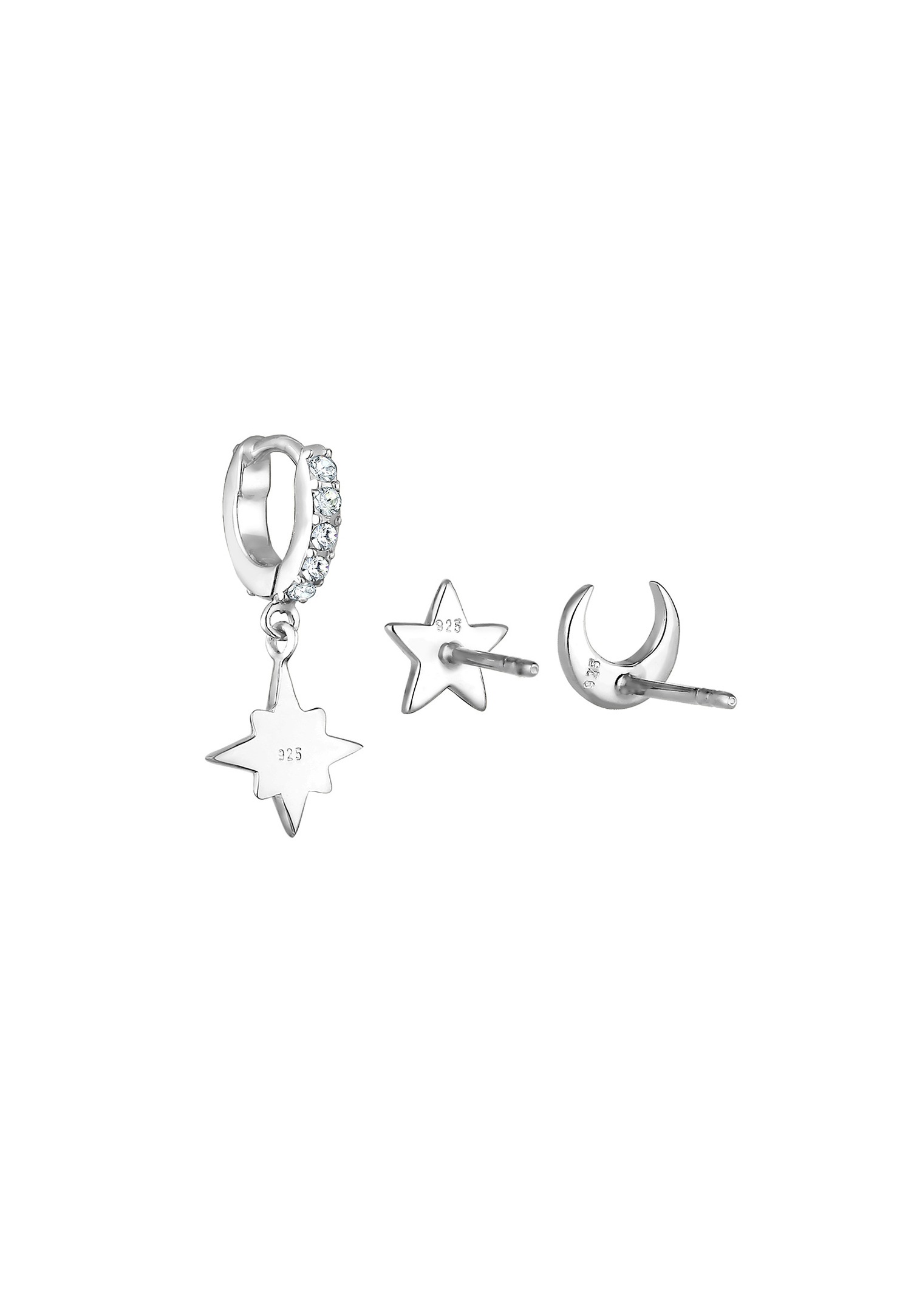 Set da donna Elli con stella e luna e cristalli in argento sterling 925