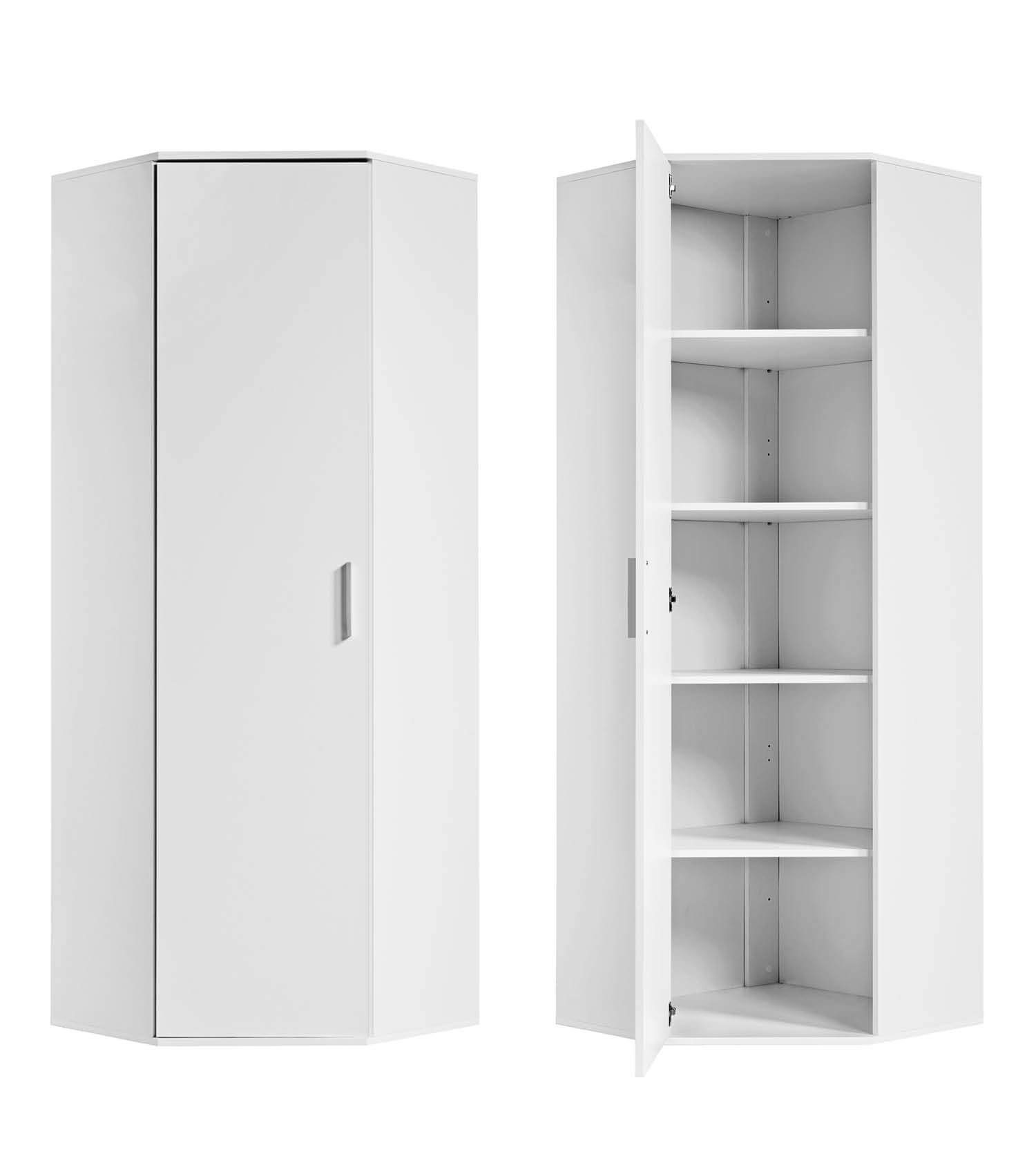 mokebo Mehrzweckschrank Der Lange Eckschrank (mit 4 Einlegeböden) als Eckschrank, Aktenschrank, Schuhschrank oder Schrank in Weiß
