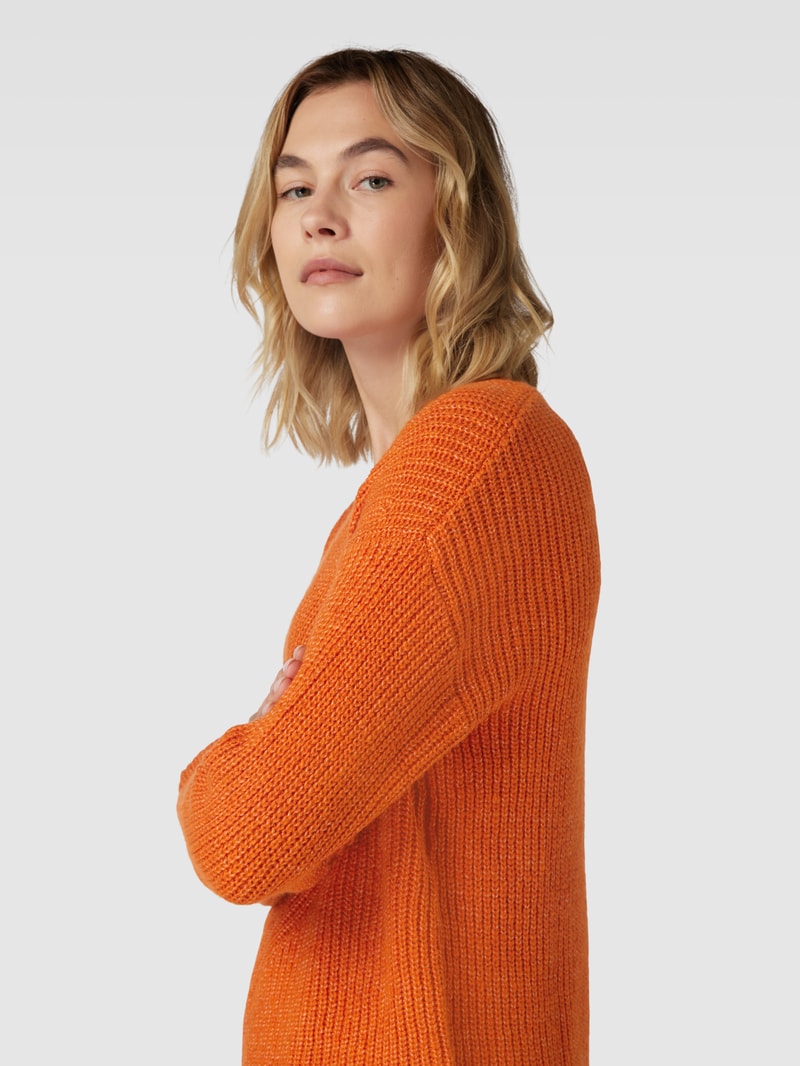 Strickpullover mit überschnittenen Schultern in dunkel orange