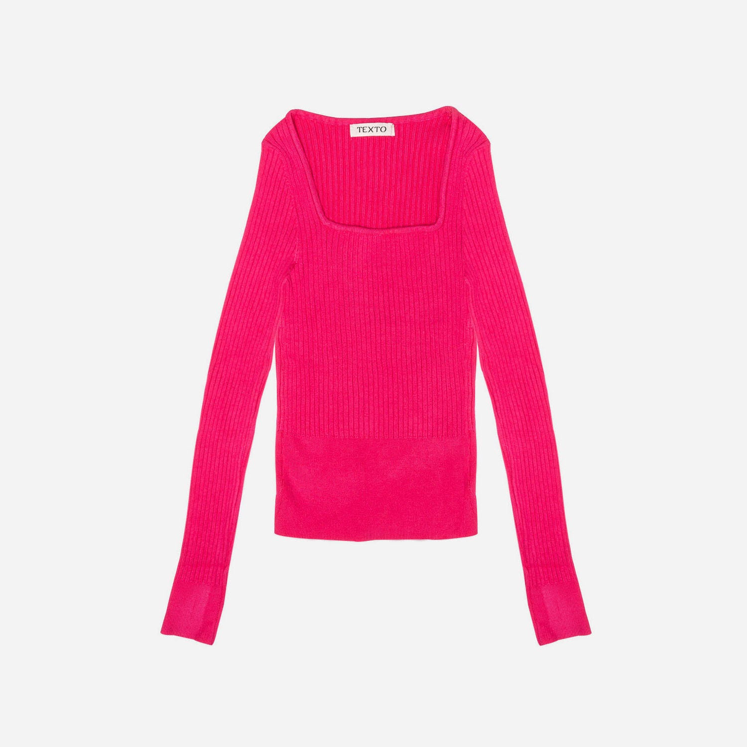 Pull TEXTO fuchsia côtelé à manches longues - taille unique