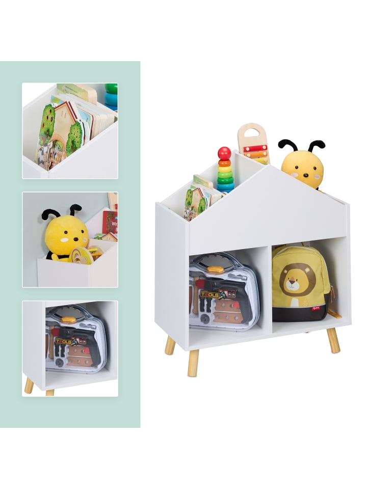 relaxdays Kinderregal in Weiß/ Natur - (B)60 x (H)67 x (T)30 cm günstig kaufen onesize