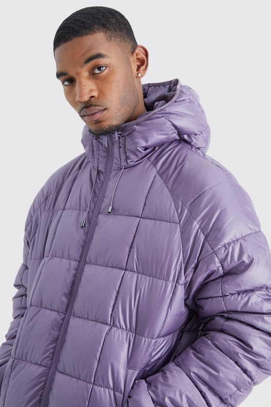 Tall kastige Steppjacke mit Kapuze
