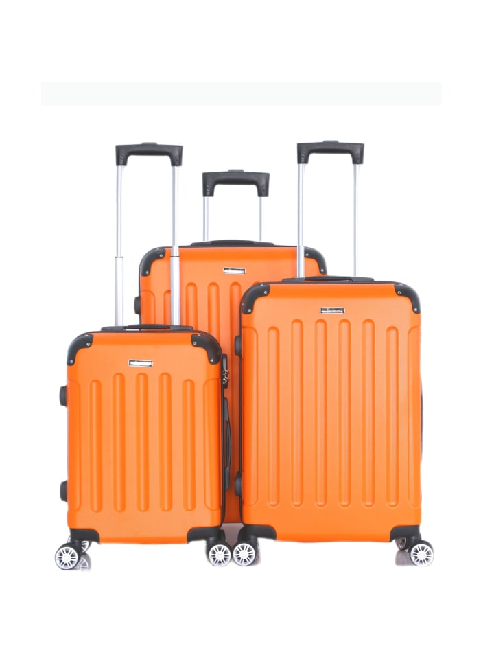 Cheffinger Reisekoffer Koffer 3 tlg Hartschale Trolley Set Kofferset Handgepäck in Orange günstig kaufen onesize