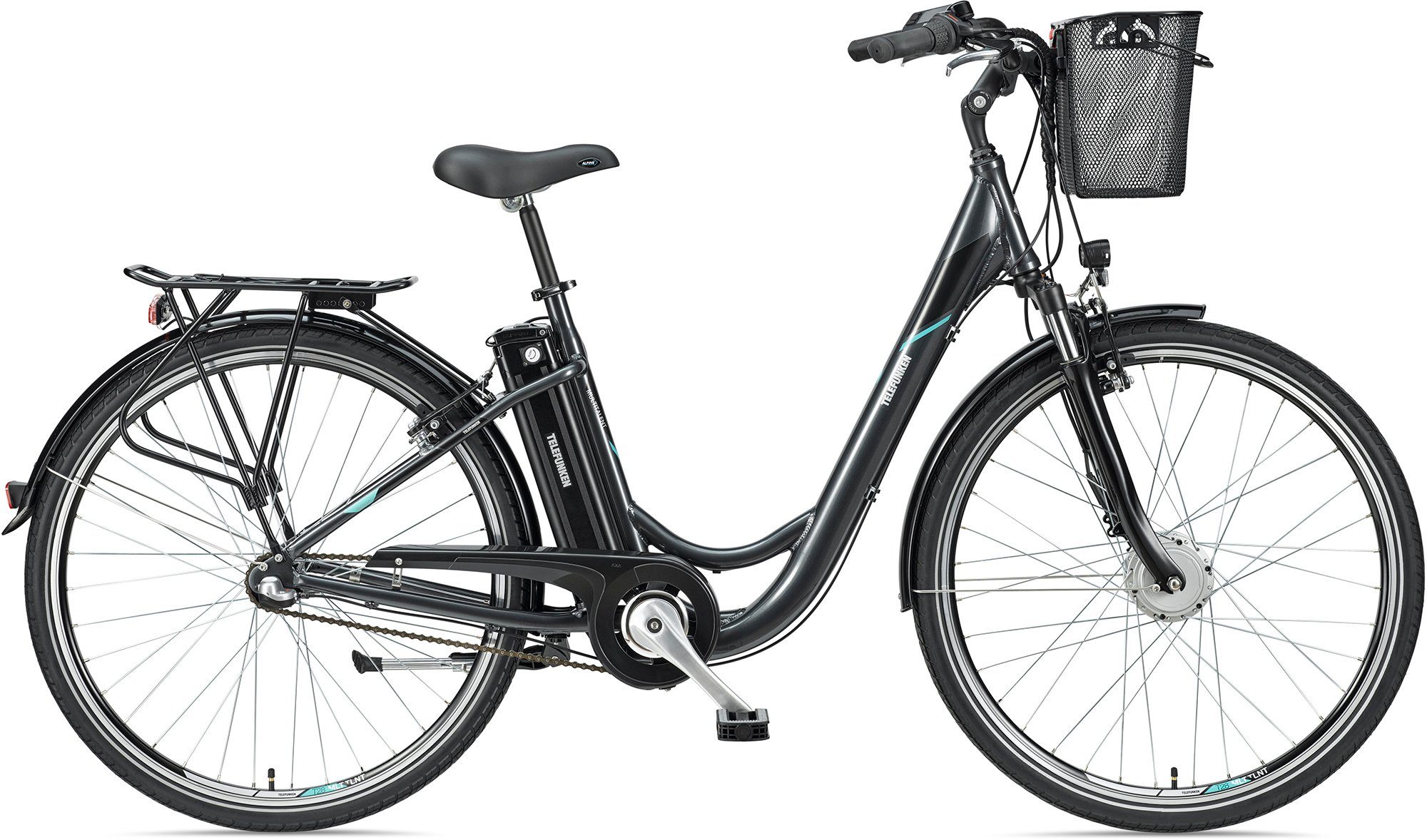 Telefunken E-Bike Multitalent RC830, 3 Gang Shimano Nexus Schaltwerk, Frontmotor, 374,4 Wh Akku, mit Fahrradkorb, ebike Damen