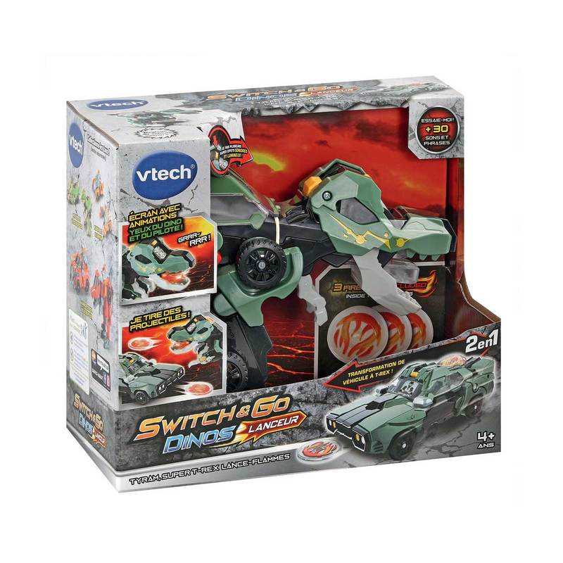 Super Dino T-REX lance flammes transformable Switch & Go Vtech