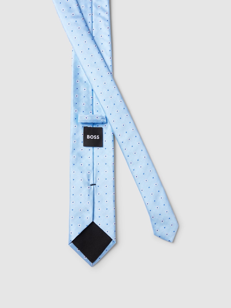 Krawatte aus Seiden-Mix mit Allover-Muster in bleu