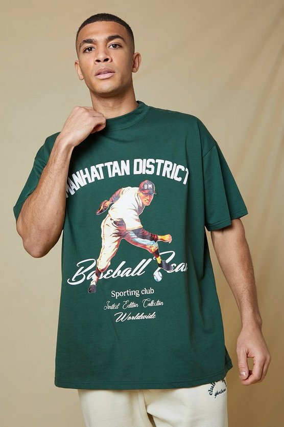 Oversize T-Shirt mit Baseball-Print
