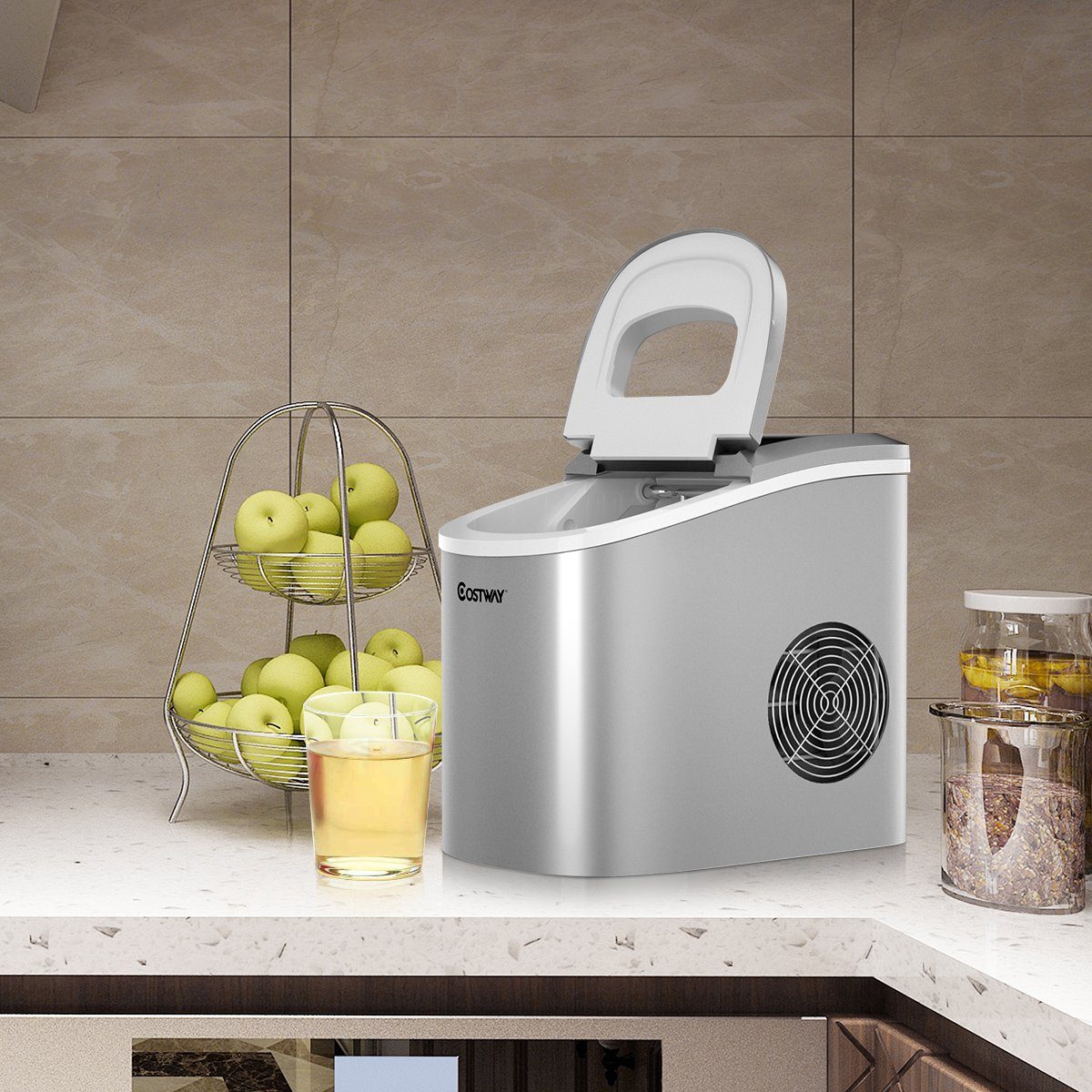 COSTWAY Eiswürfelmaschine, Eiswürfel in 6-13min, 12kg in 24H., 2 Größen