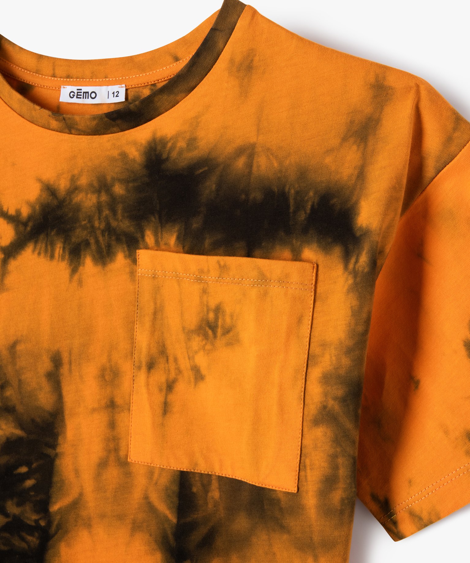 Tee-shirt large et court tie-and-dye fille orange | GEMO