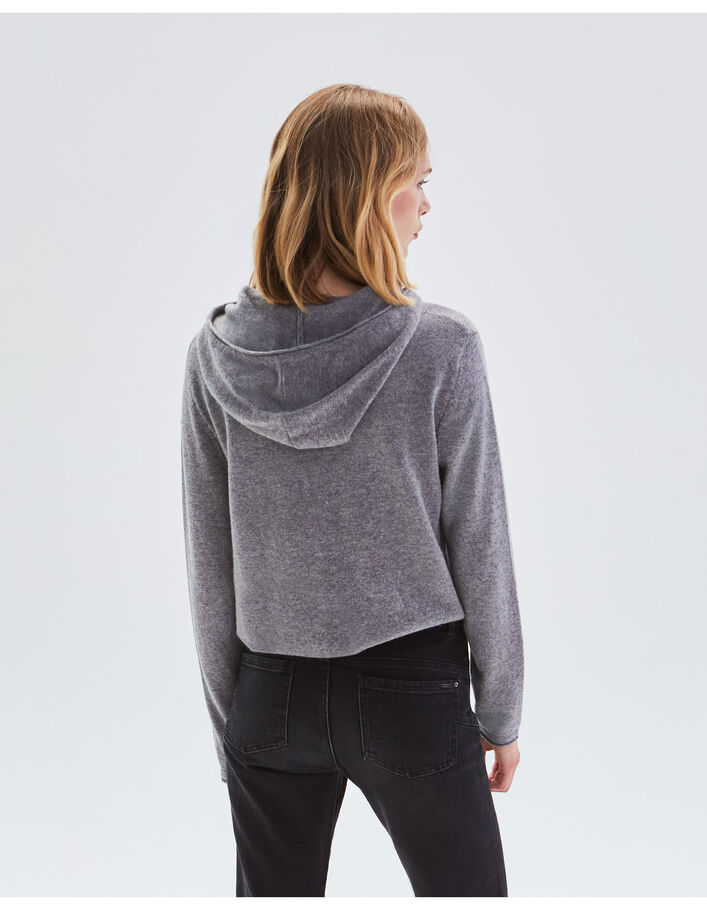 Pull gris à capuche 100% cachemire Femme