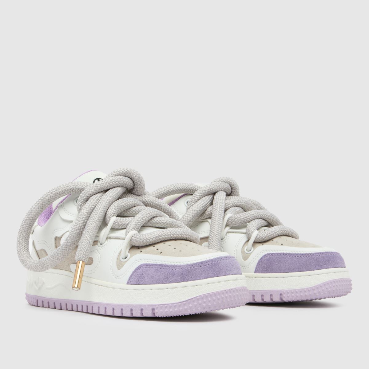 ACUPUNCTURE – Vita och lila sneakers med fat lace-motiv