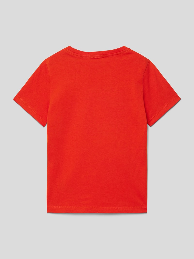 T-Shirt mit Label-Print in terrakotta
