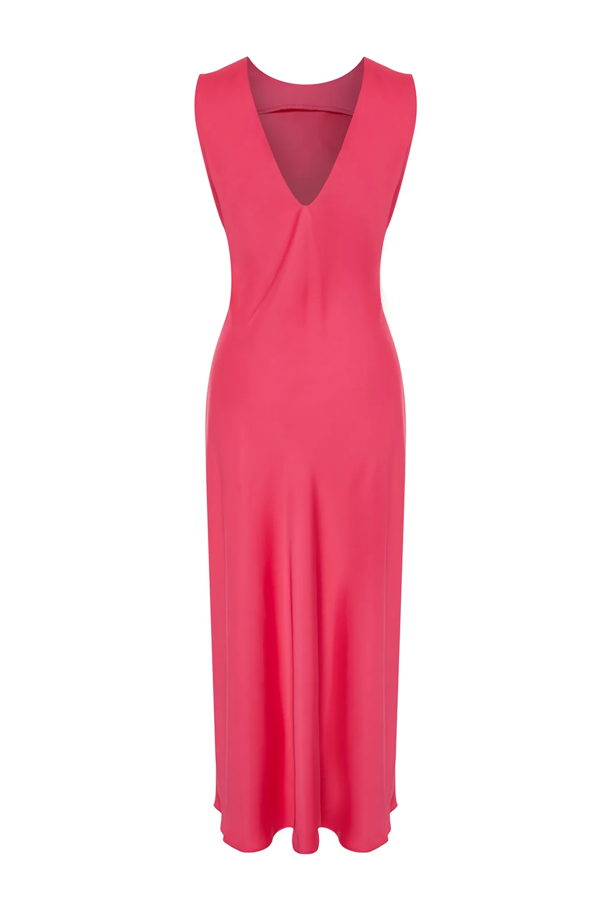 Trendyol Collection  Fuchsia-Rückendetailliertes Maxi-Webkleid aus Satin TWOSS24EL00070