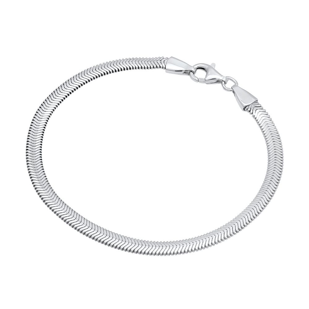 KUZZOI KUZZOI Bracelet Femme Flat Elegant Snake Chain Herringbone Trend en argent sterli Bracelet