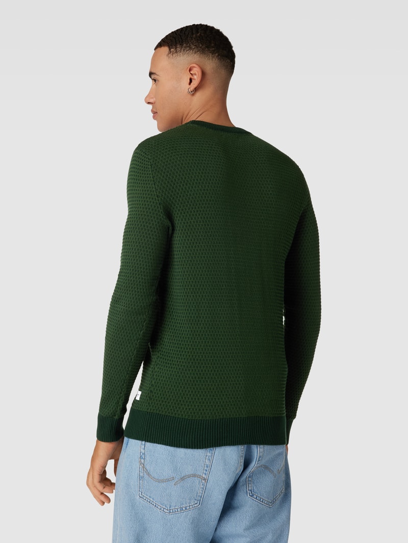 Strickpullover mit Rundhalsausschnitt Modell 'EATLAS' in dunkelgrün