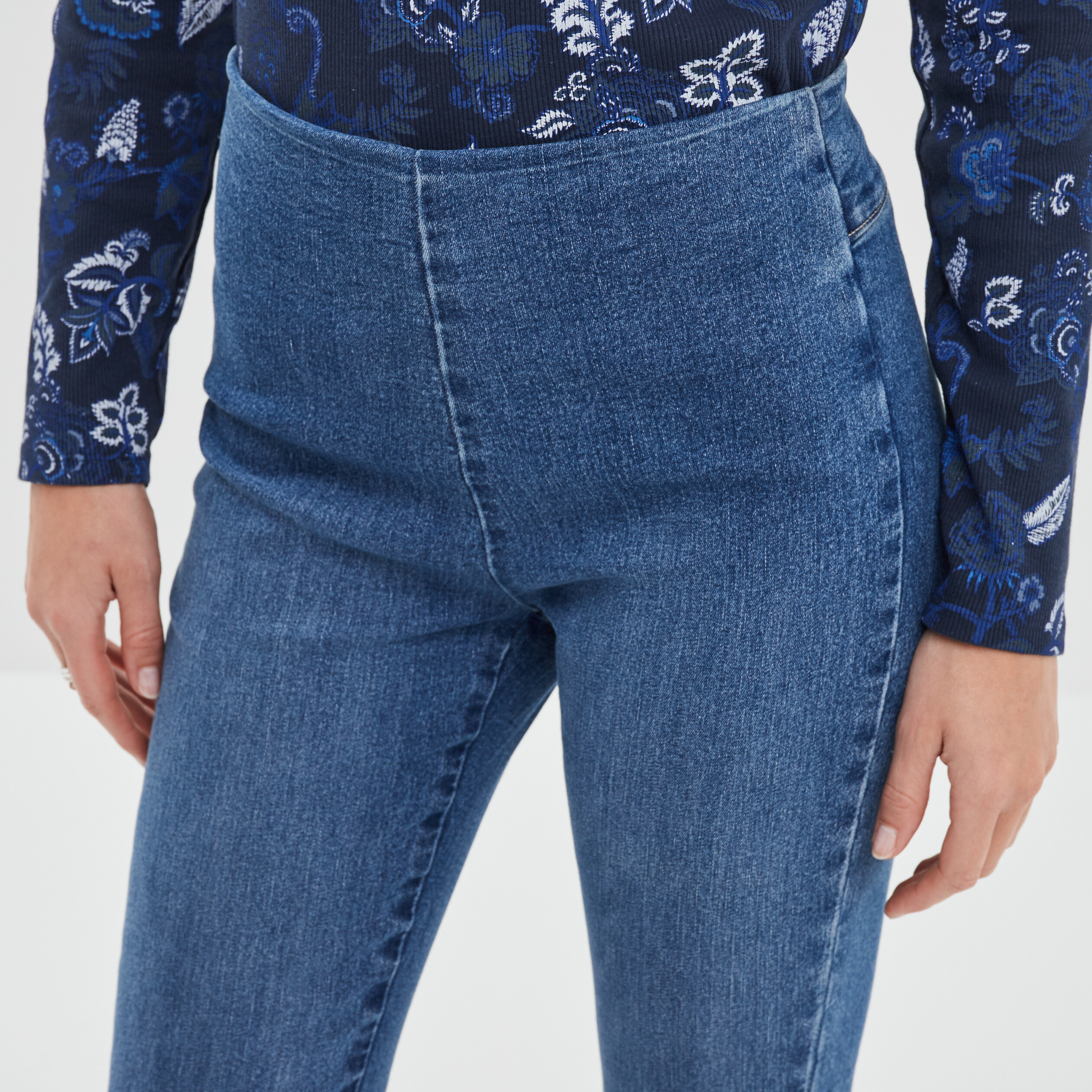 Jegging slim taille haute denim double stone femme | La Halle