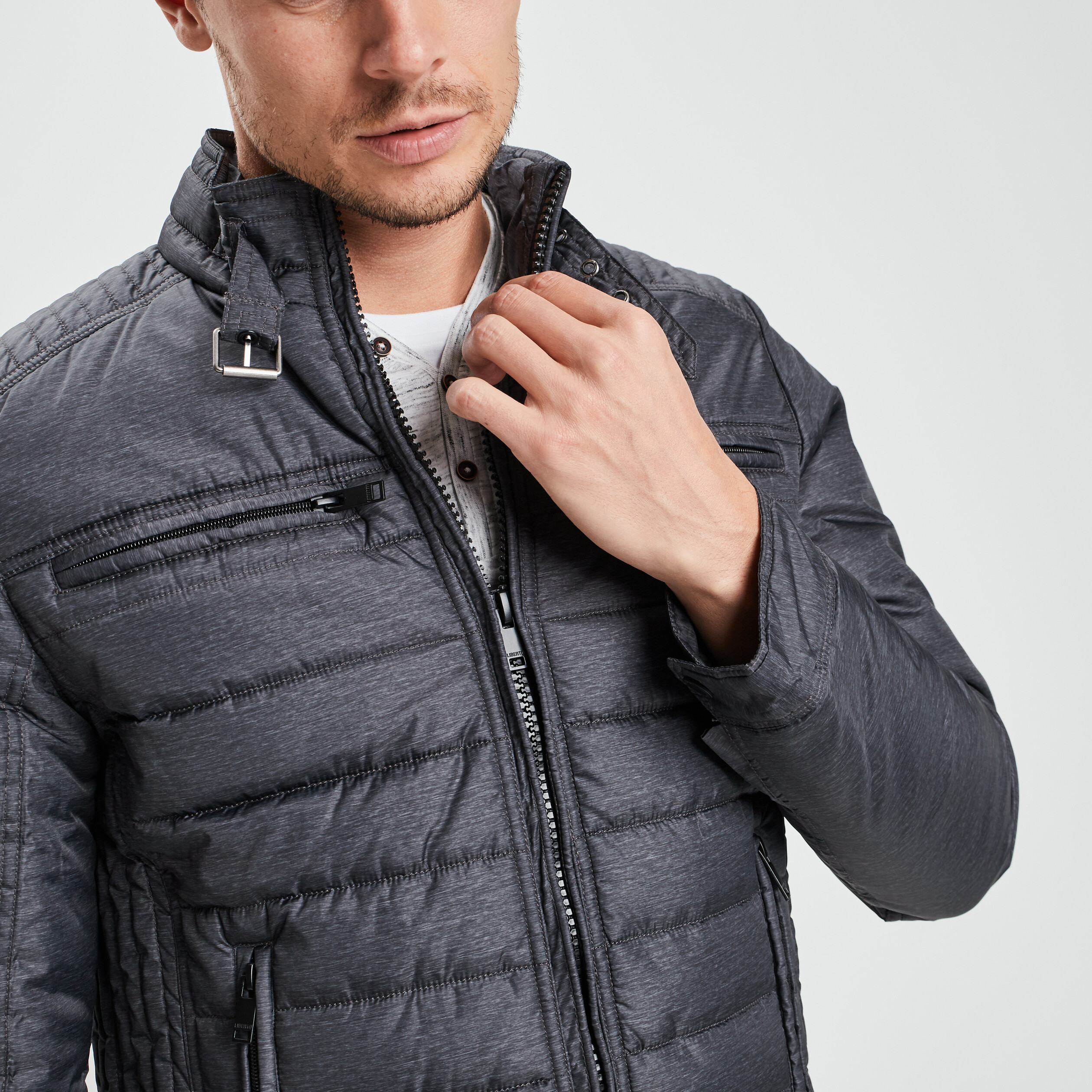 Blouson droite zippée gris homme | La Halle