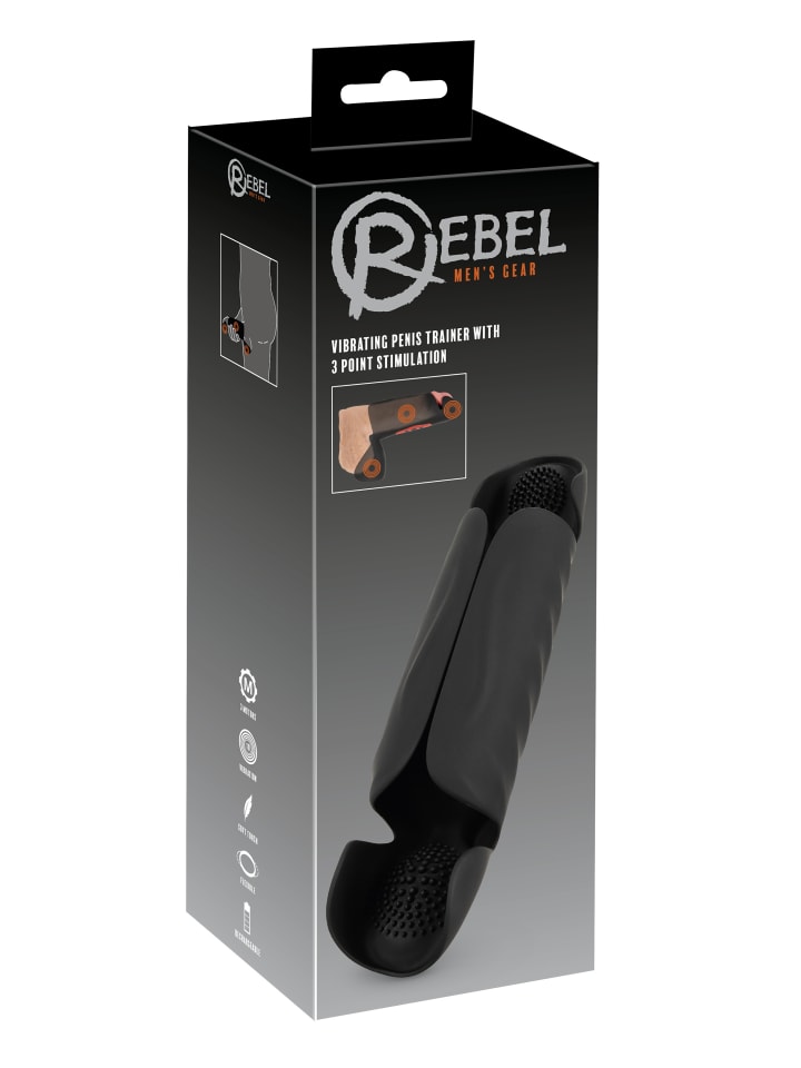 Rebel Masturbator mit Vibration Penis Trainer with 3 Point Stimulation in schwarz günstig kaufen 22 cm