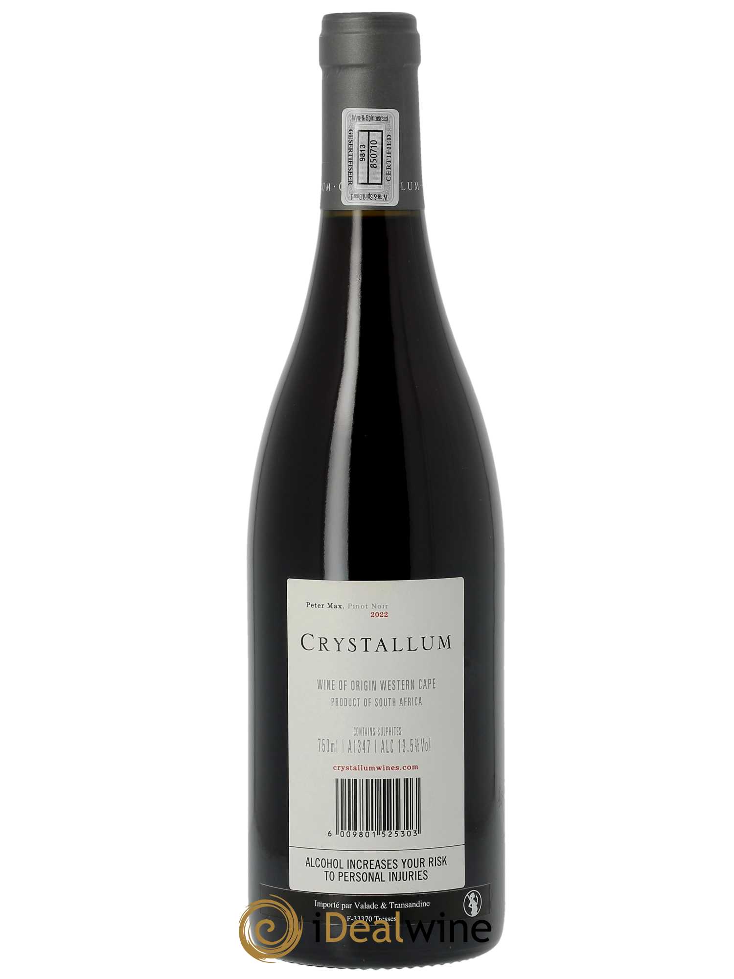 WO Western Cape Crystallum Peter Max Pinot Noir  2022 - Lot de 1 Bouteille