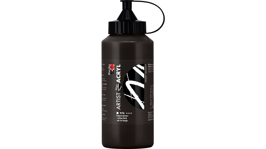 Marabu Artist Acryl, Lampenschwarz 974, 500 ml 500 ml