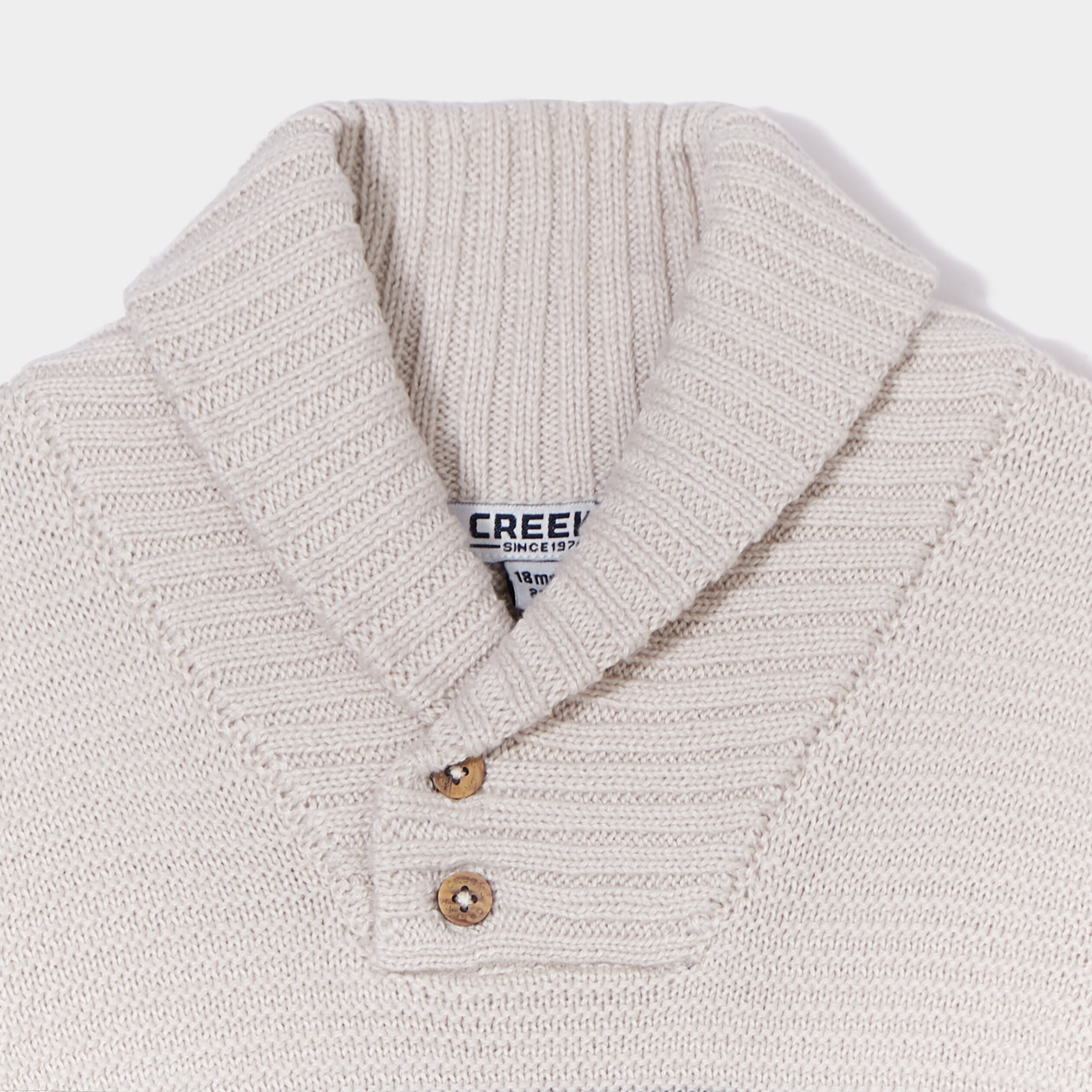 Pull col châle boutonné Creeks blanc bébé garçon | La Halle